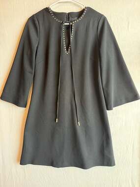 Jessica Simpson Women's Black Shift Dress with Gold Tone Studs